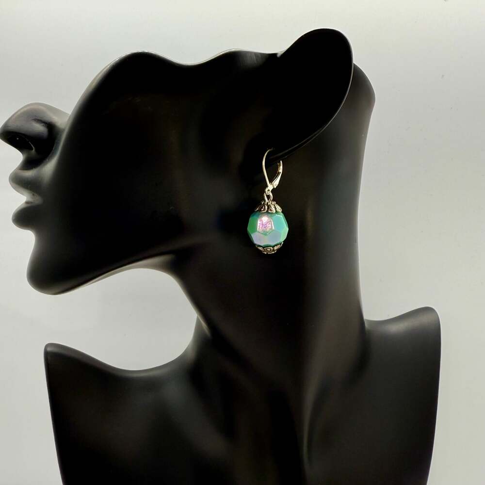 Premier Designs Vintage Light Blue Beaded Dangle Earrings - Picture 1 of 5